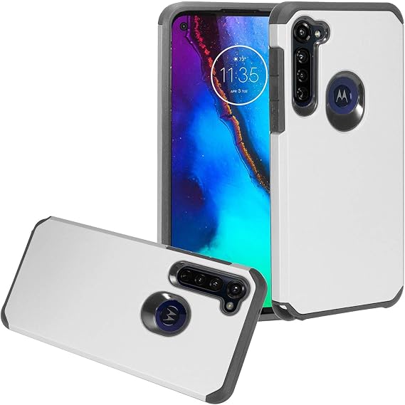 for Motorola Moto G Stylus XT2043, Moto G Power XT2041 (2020 Version) - Rubberized Hybrid Phone Case - AH2 Silver