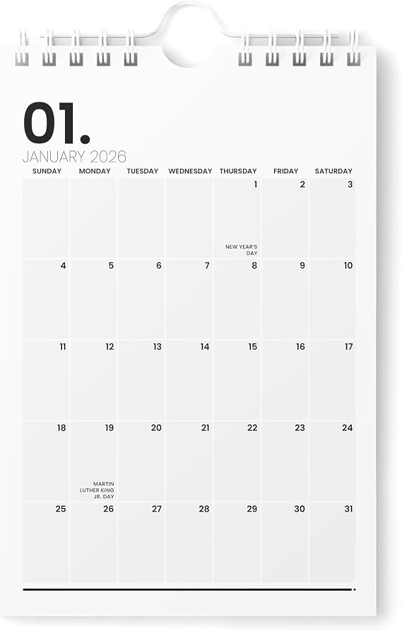 Karto Small Wall Calendar 2026-2027 - Vertical 6x9 inch January 2026 to June 2027 - Small, Versatile, and Easy Planning with the Aesthetic Desk Monthly Calendar - Minimalist