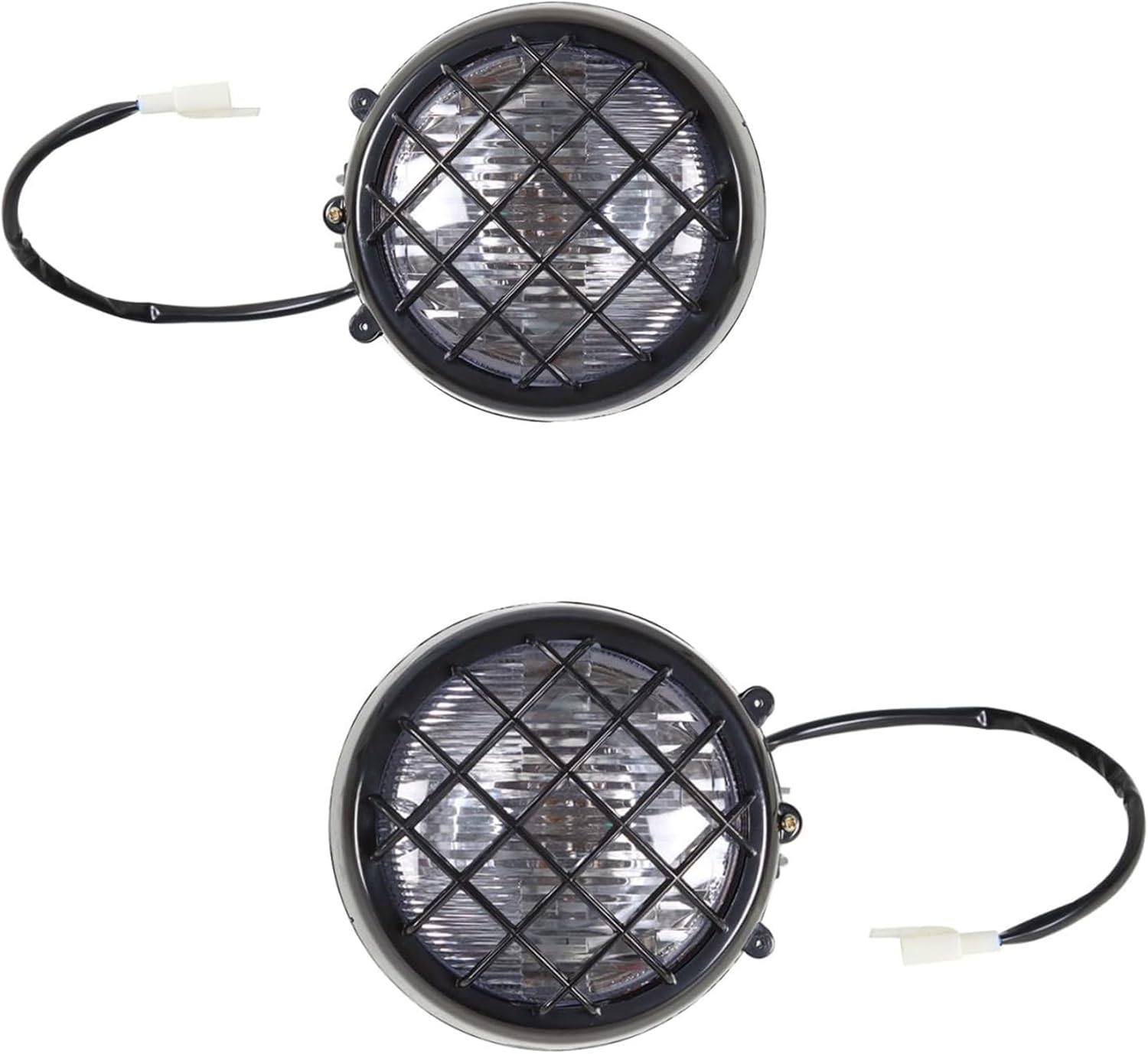 2PCS Grill Motorcycle Headlamp Replacement for Yamaha Banshee 350 YFZ350 1987-2006 Lens Bulbs