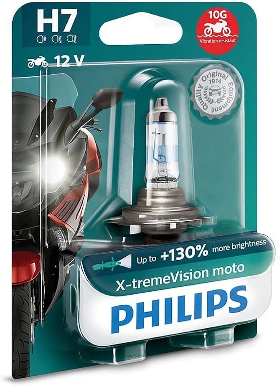 Philips 12972XV+BW X-Tremevision Moto + 130% H7 Motorcycle Headlight Lamp, 1 Piece