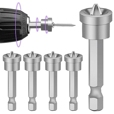 5Pcs Magnetic Drywall Screw Setter Bit Set - 50mm PH2 Dimple Drywall Screw Drill Bit for Impact Driver, Professional Grade Quick Change Hex Shank Drywall Bits for Woodworking