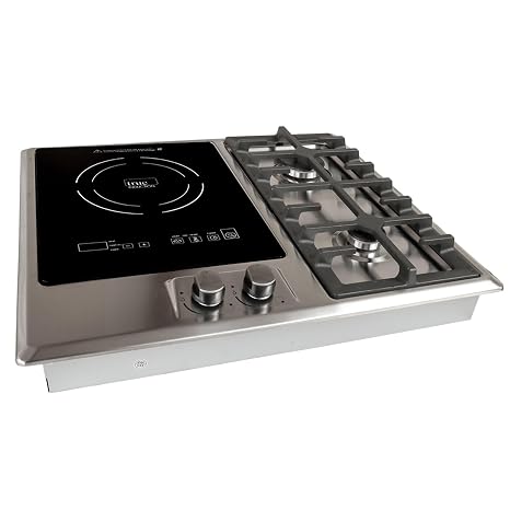 TI-1+2B 23 inch Built-in Single Induction + 2 Gas Burner Combination Cooktop, UL858 Certified