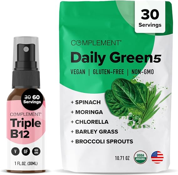 Complement Daily Greens & Triple B12 Spray Bundle Comprehensive Nutrient Support for Energy and Wellness