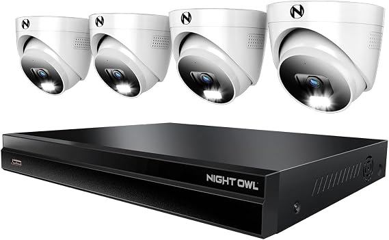 Night Owl 2-Way Audio 32 Channel 12MP NVR with 4TB HDD and 4 Wired IP 4K Deterrence Dome Cameras