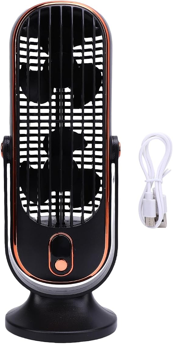 AYNEFY Tower Fan Oscillating Fan, Portable Rechargeable Table Fan 5 Speeds Brushless Motor USB Rechargeable Portable Desk Fan Personal Quiet Table Fan for Home Office Desktop Bedroom (Black)