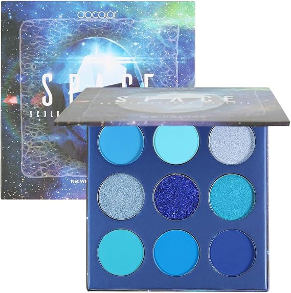 docolor 9 Colours Blue Eyeshadow Palette Highly Pigmented Blue Eye Shadow | Mattes Shimmers Nature Smokey Glitter Cream Colorful Powder Waterproof Makeup Palette Blue Glitter Eyeshadow for Women