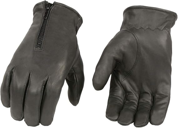M Boss Motorcycle Apparel BOS37532 Men's Black Thermal Lined Leather Gloves with Zipper Closure X-Large / Black