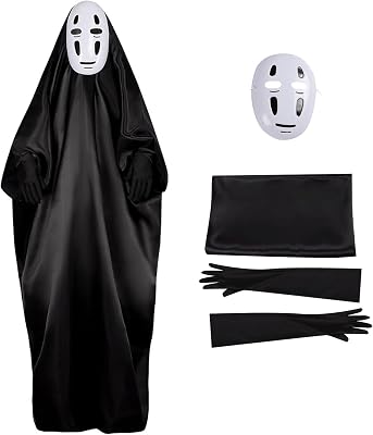 No Face Man Kaonashi Cosplay Costumes Halloween Outfits Full Set Costume Suit With MaskClothesGloves