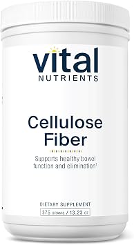 Vital Nutrients Cellulose Fiber Powder - 375g Cellulose Insoluble Fiber Powder - Fiber Supplement Powder Supports Healthy Bowel Function - Gluten, Dairy, Soy Free - Non-GMO - 60 Capsules