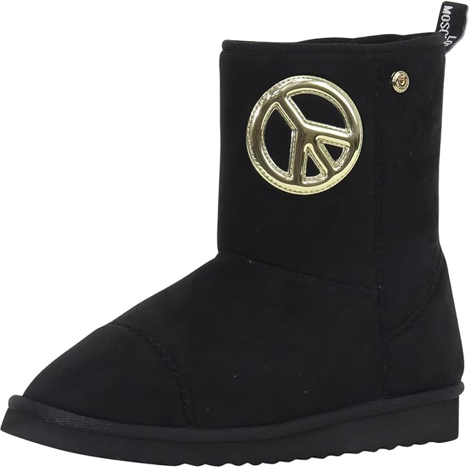 Love Moschino Women's Peace & Love Black Ankle Boots Shoes Sz: 7