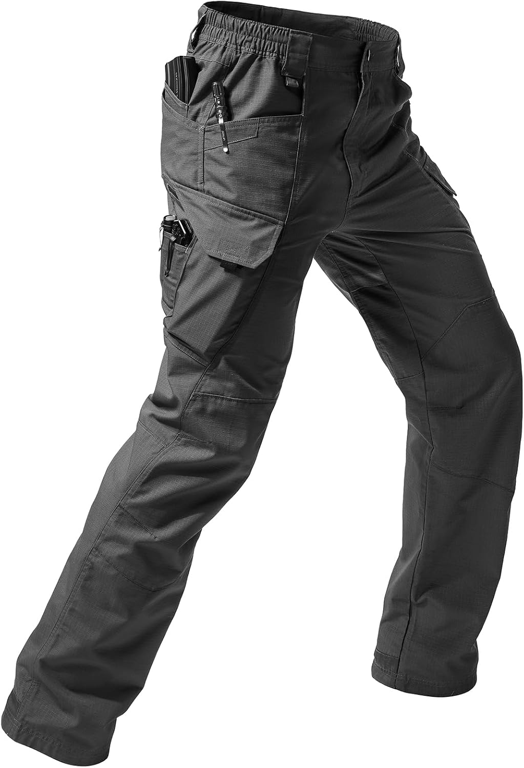 XKTTAC Mens Ripstop Tactical Cargo Pants, Water Resistant Lightweight Military Work Hiking Pants with 14 Pockets