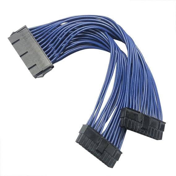 GinTai Y Splitter Power Supply Extension Cable for ATX 24Pin 1 to 2 Port