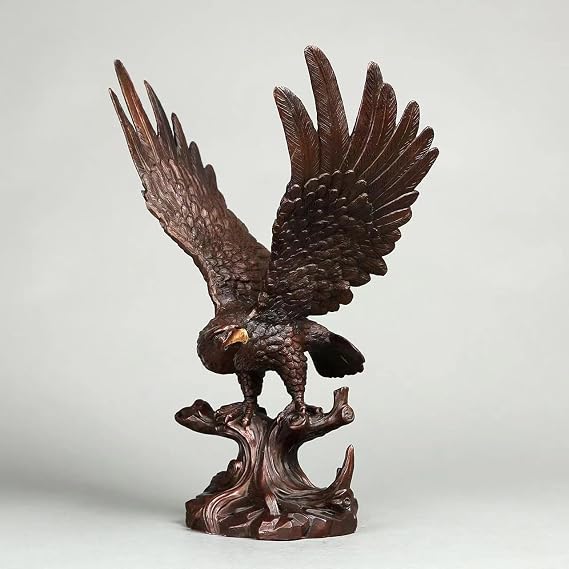 Bronze Eagle Spread Wings Statue Animal Sculpture Art Home Office Decor 15 Inches