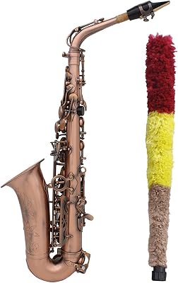 Professional Saxophone Professional Red Bronze Bend EB E-Flat Alto Saxophone Abalone Shell with Case Gloves Cleaning Cloth Straps Brush Saxophone Stand Brass Sax Beginners Kit
