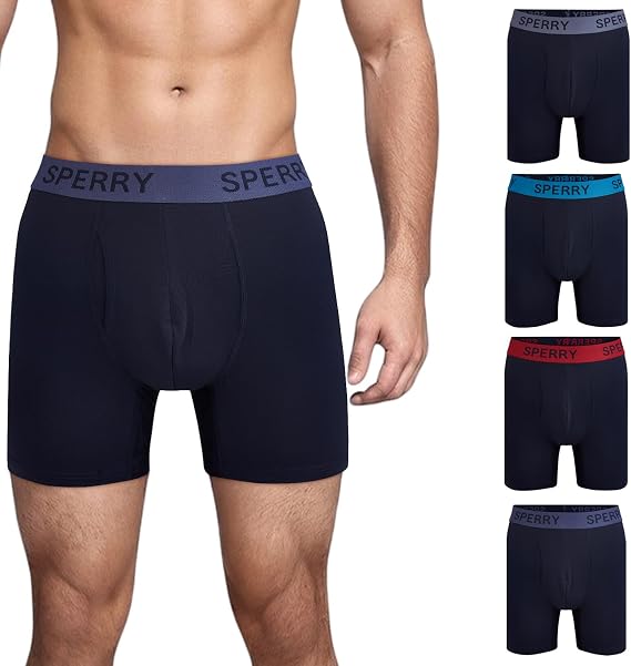 Sperry 4-Pack Everyday Mens Performance Boxer Briefs Quick-Dry, Breathable, Comfortable Polyester Boxer Briefs for Men