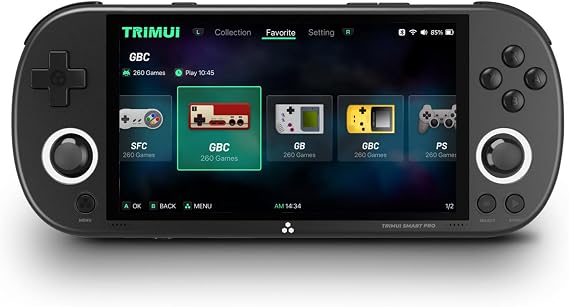 TRIMUI Smart Pro Open Source Handheld, Retro Arcade, HD 4.96 inch, 64G 12000+ Games,IPS Screen Handheld Linux System, SD Card Support WiFi Multiplayer Online Play (Black)