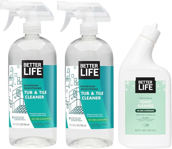Better Life Bathroom Cleaner 32 Oz 2 Pack + Toilet Bowl Cleaner 24 Oz 1 Pack