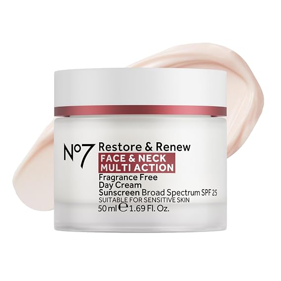 No7 Restore & Renew Fragrance-Free Sculpting Face & Neck Cream, 1.69 Fl Oz