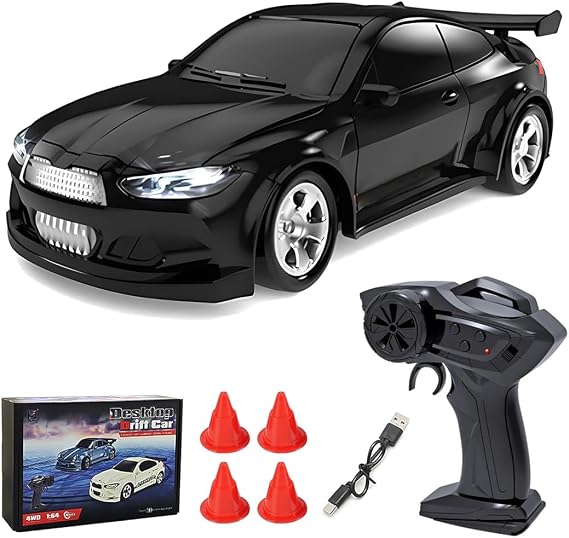 1: 64 Scale Desktop RC Drift Car, 15Km/h 4WD High Speed RTR Mini Racing Drifting Car with LED Lights, 2.4G Remote Control Racing Vehicles Hobby Gift for Adults