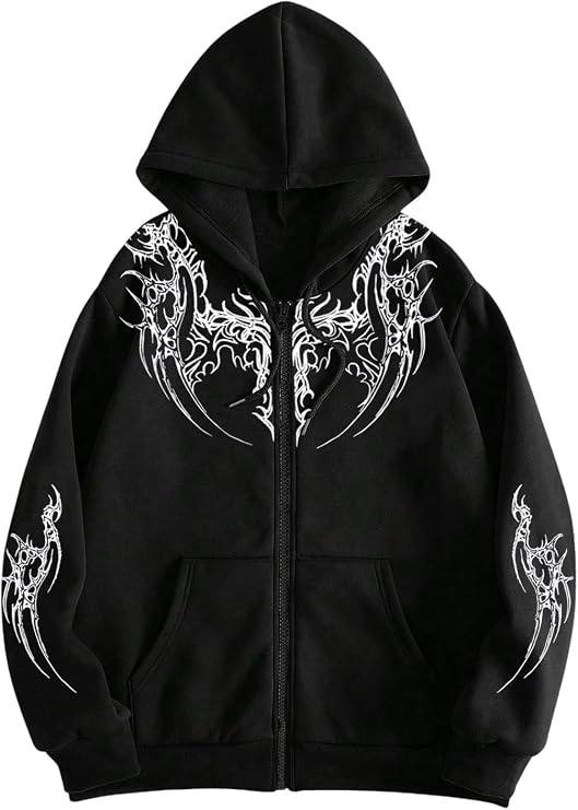SHENHE Men's Zip Up Graphic Hoodie Long Sleeve Drawstring Sweatshirt