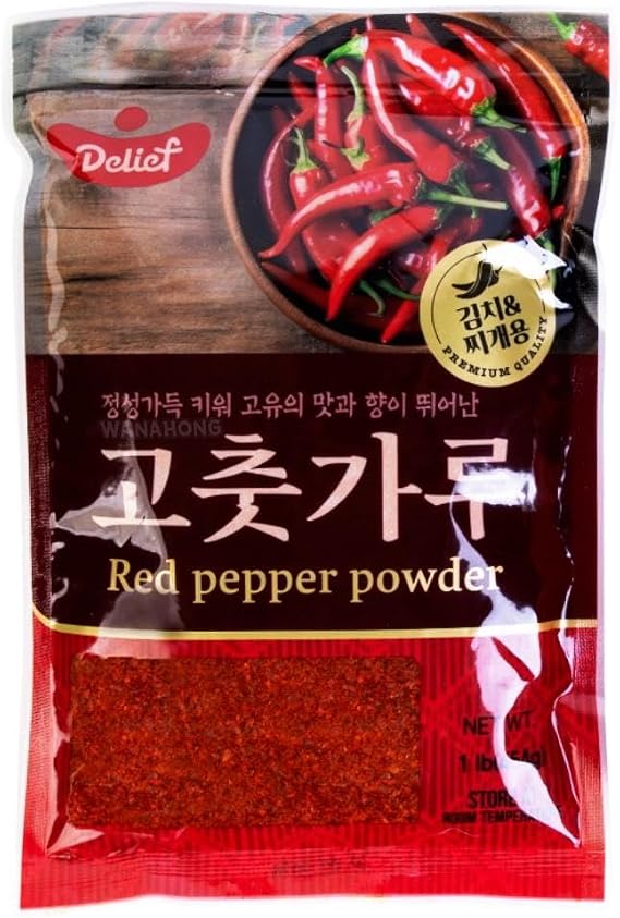 DELIEF Korean Hot Chilli Powder (Gochugaru Korean Chilli Powder) - Red Pepper Flakes, 454g