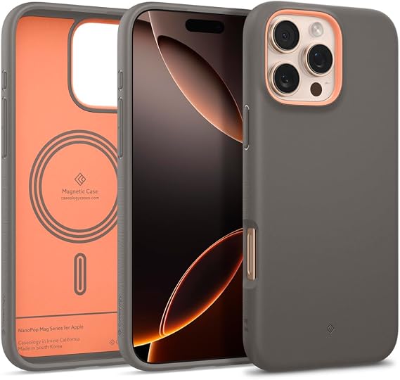 Spigen Caseology iPhone 16 Pro ile Uyumlu MagSafe Kılıf Nano Pop Mag Kaymaz Silikon Gri Kapak - ACS08173 (Spigen TR Garantili)