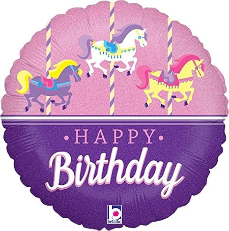 Betallic 36699 Carousel Birthday Foil Mylar Party Balloon, 18", Multicolor, Pack of 1
