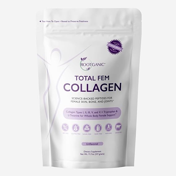 Total Fem Collagen Powder for Women - Non-Hormonal, Multi Collagen Peptides Supplement to Support Aging, Feminine Wellness and Overall Pelvic Floor Health - 30 Servings