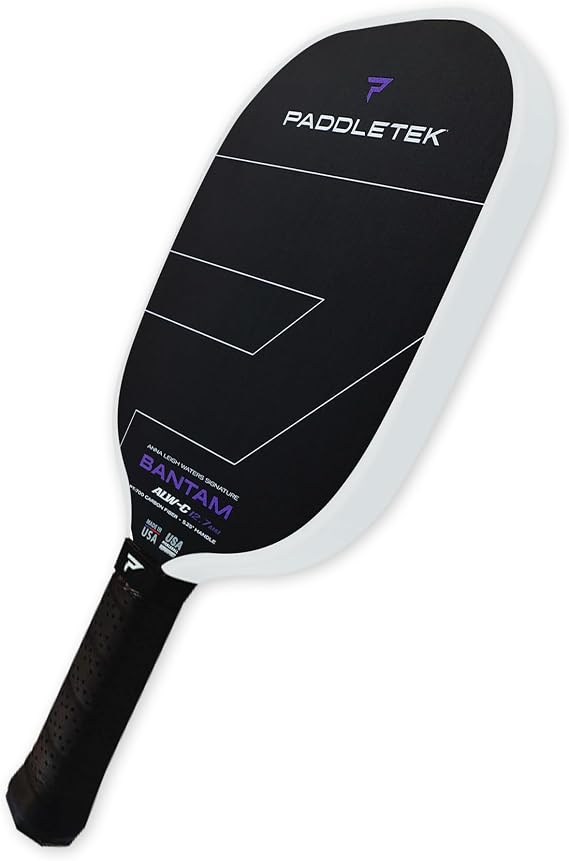 Paddletek Bantam ALW-C 12.7mm Pickleball Paddle - Unidirectional Carbon Fiber Pickleball Paddle with Polymer Honeycomb Core - USAPA Approved - 5.25 Inch Handle