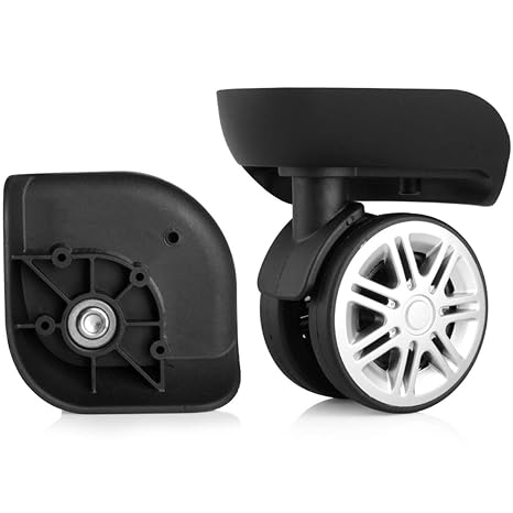 (Set of a Pair) 360 Degree Swivel Luggage Mute Wheel Suitcase Replacement Repair Wheels Parts Spinner (DiLong W074#) (Black)