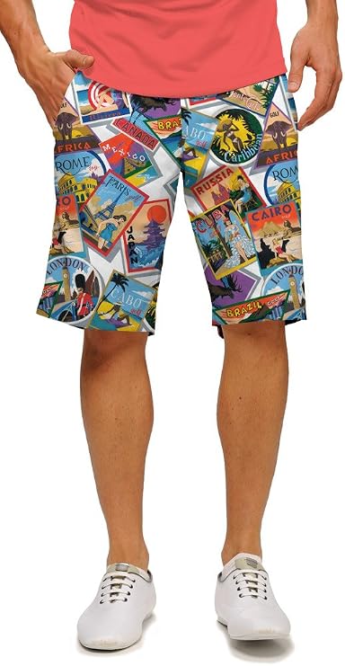 Loudmouth Golf-Cotton/Spandex-Postcards from The Wedge Men Short-Knee Length