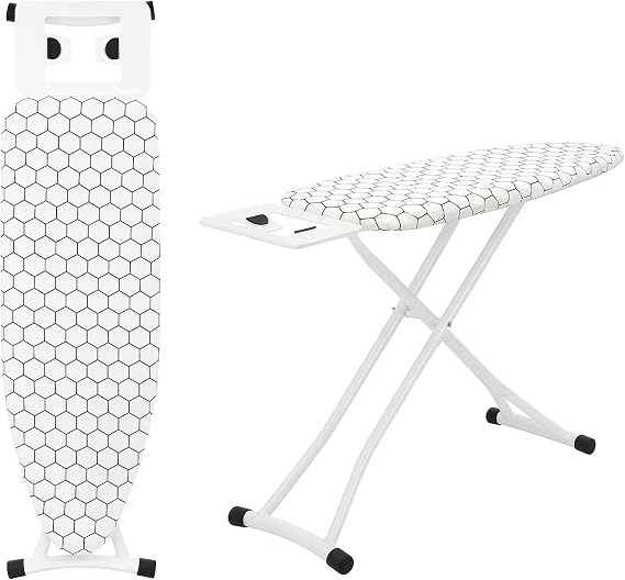 Folding Ironing Board 1PC 110x30cm 6 Height Adjustable White