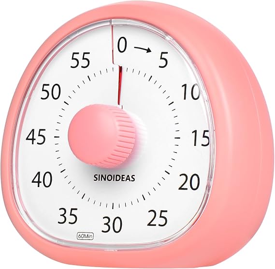 SINOIDEAS Visual Timer for Children & Adults 60 Minute Countdown Timer (Pink)
