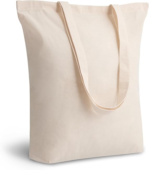 TOPDesign 48-Pack Cotton Tote Bags with 4" Gusset, 15"x16"x4" Economical Lightweight Reusable Grocery Shopping Cloth Bags, Bulk Blank Plain Totes for DIY, Vinyl, Sublimation, Gift (Natural)