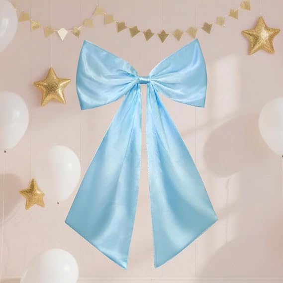 24x36 Inch Large Bow Decor,Giant Satin Bow for Room Wall Decor, Coquette Birthday Party, Wedding Christmas (Blue)