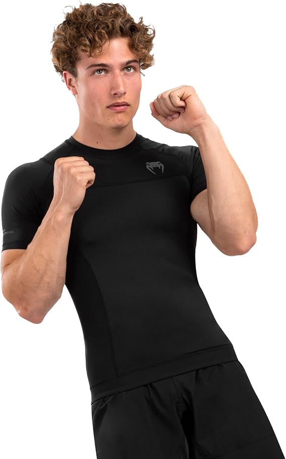 Venum Men's G-fit Air Rashguard Short-Sleeved - Black Shirt (Pack of 1)