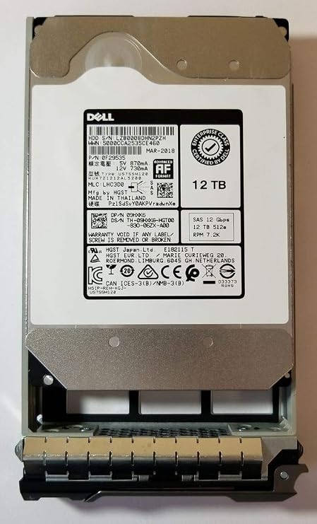HGST 12TB HDD 7.2K RPM 3.5" 12Gb/s SAS Hard Disk Drive Model: HUH721212AL5200 DP/N: 9HXK6