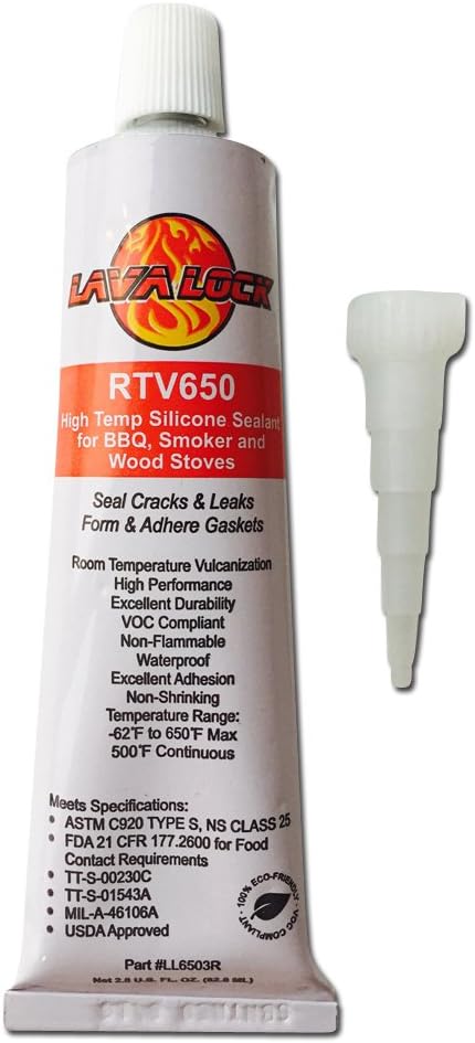 LavaLock RTV 650 F BBQ Grill Smoker Sealer Hi Temp Silicon Adhesive 3 oz. (2.8 Fluid Ounce)