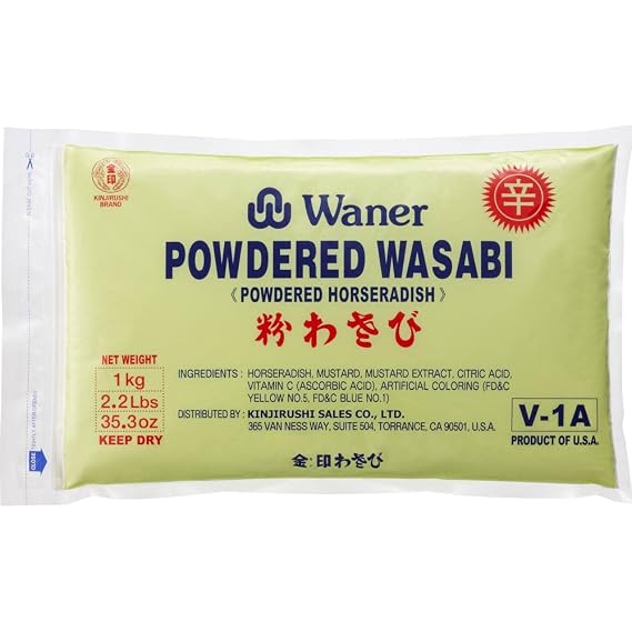 Kinjirushi Waner Wasabi Powder 1kg / 2.2 lbs, Powdered Wasabi for Sushi, Horseradish Powder, Bulk Size, No Corn Starch, Strong Spicy Flavor, Made Locally