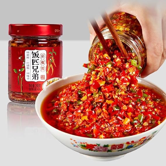 Double color chili sauce, garlic chopped sauce, Hunan specialty colored chili, mixed Noodles(3can)