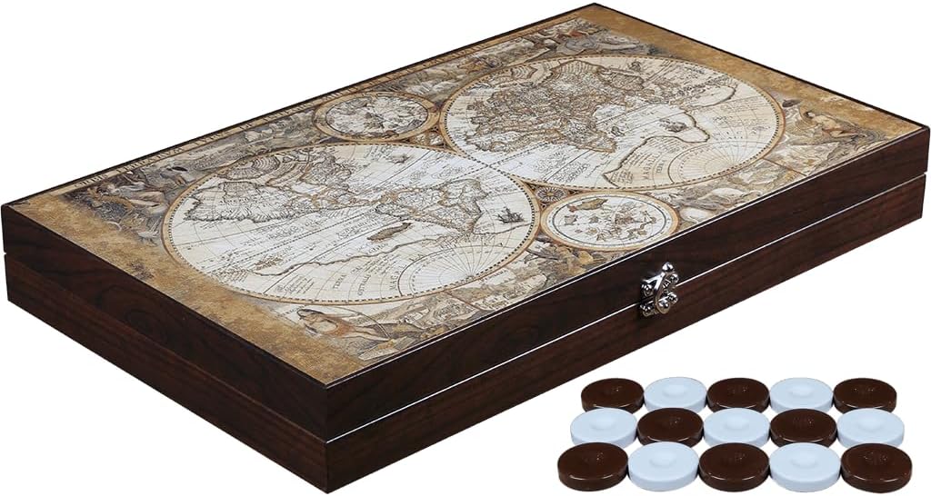 Ancient World Map Leather Backgammon
