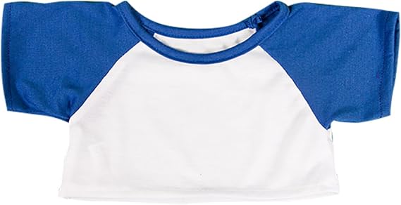 White tee with Royal Blue Sleeves; Designed to fit Most 14"18" Teddy Bears
