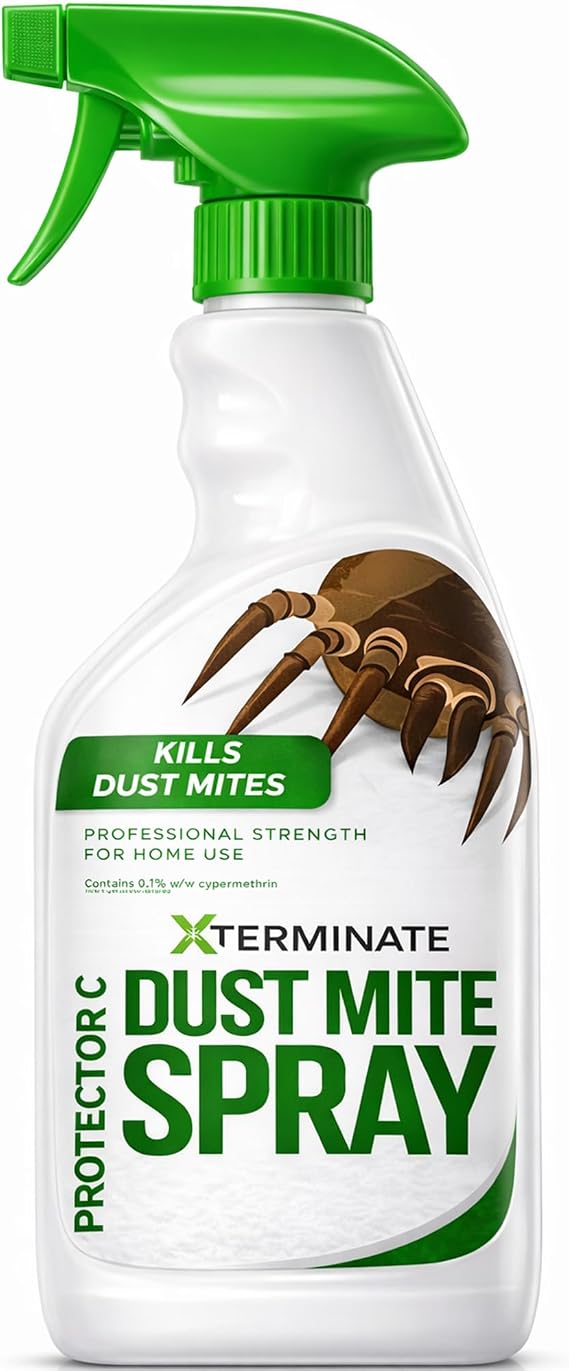 Xterminate Dust Mite Spray 1L HSE Approved and Licensed Killer Treatment Non-Staining. Ideal for Carpets, Upholstery, Bedding etc. Treats & Controls Re-infestation. Helps Prevent Allergies & Rashes
