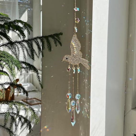 Rhinestones Hummingbirds Crystal Suncatcher Indoor Window Hanging Sparkling Bird Prism Sun Catchers
