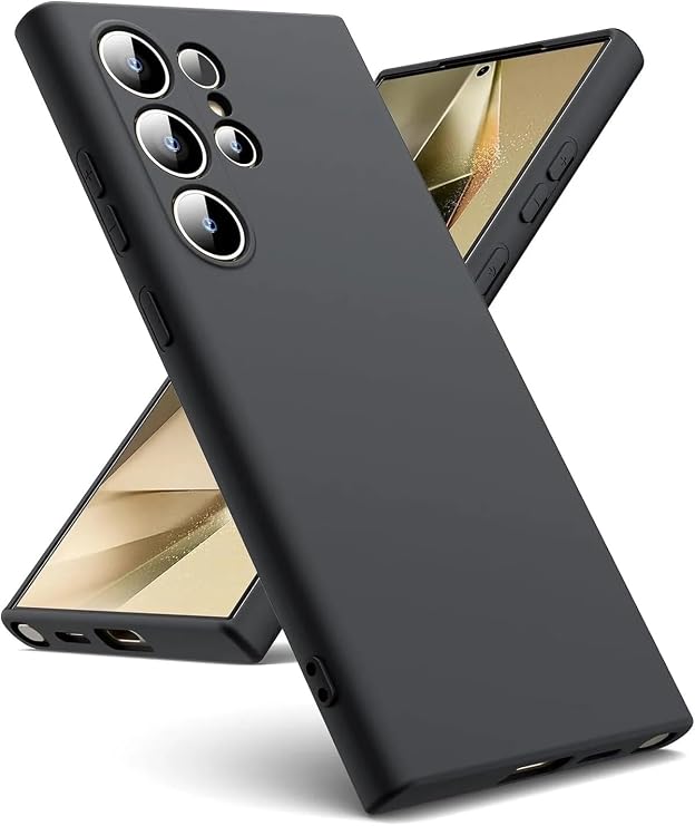 GGM GİYİM & AKSESUAR Samsung Galaxy S24 Ultra ile Uyumlu İçi Kadife Kamera Korumalı Lansman Silikon Kılıf İnce Yapılı Tam Koruma Sağlayan Kamera Korumalı Kılıf (Siyah)