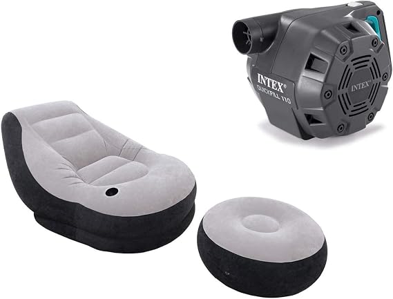 Intex Inflatable Ultra Lounge Chair And Ottoman Set & Intex 120-Volt Air Pump