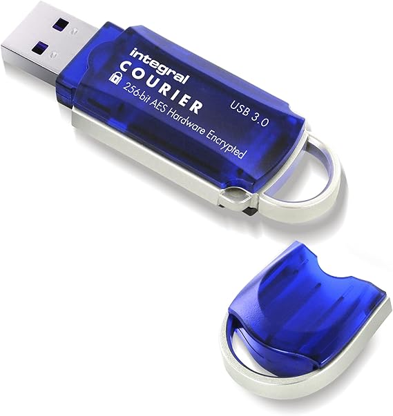 Integral 8GB Courier-197 256-Bit Hardware Encrypted 3.0 USB Secure Flash Memory Drive - Certified to FIPS 197, Brute-Force Password Attack Protection & Super USB3.0 Transfer Speeds