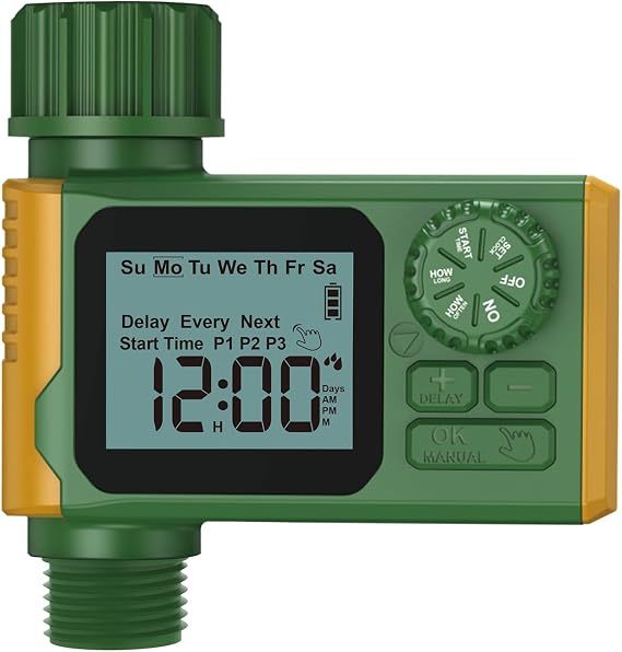 Garden Hose Timer Automatic Programmable - Digital Water Timer with LCD Display, Rain Delay & Manual Modes for Lawn Sprinkler System, Irrigation for Yard