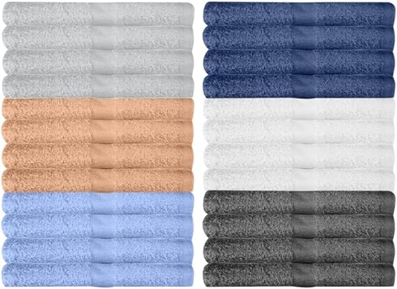 KAHAF COLLECTION BEST TOWEL Bath Towels Extra Absorbent 100% Cotton 27" x 54" 6 Pack 24 Pack Washcloth 12x12 Multi