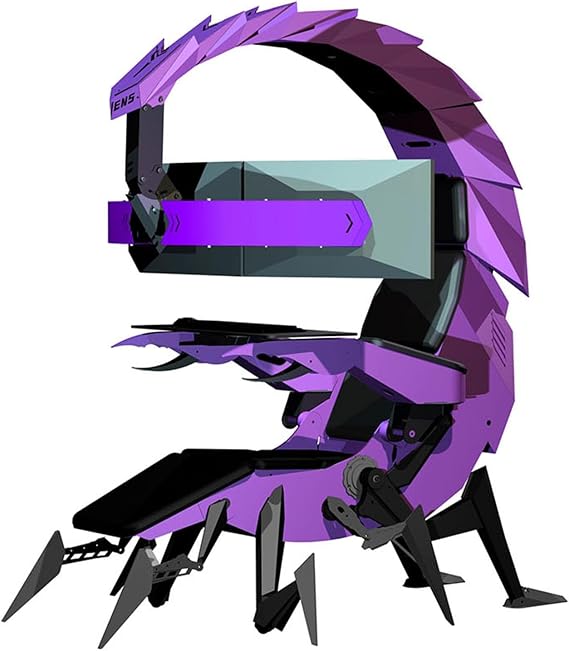 Scorpion Ergonomic Computer Cockpit Chair with 16-Color RGB Light, Zero Gravity Leather Boss Seat Highback Gaming Cockpit for Office and Home, Purple